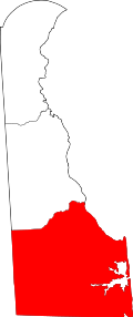 State map highlighting Sussex County