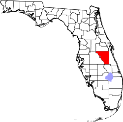 Map of Florida highlighting Osceola County