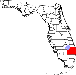 Map of Florida highlighting Palm Beach County
