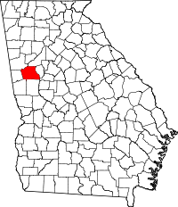 Map of Georgia highlighting Coweta County