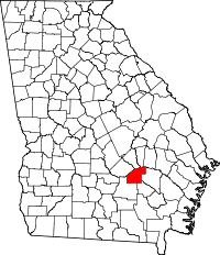 Map of Georgia highlighting Jeff Davis County