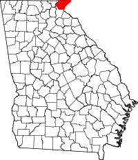 State map highlighting Rabun County