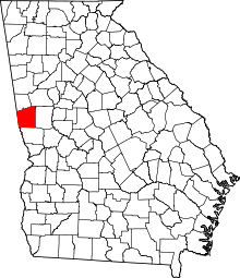 State map highlighting Troup County