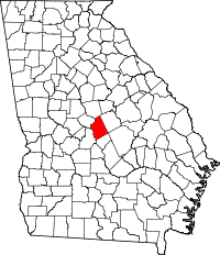 State map highlighting Twiggs County