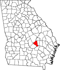Map of Georgia highlighting Wheeler County