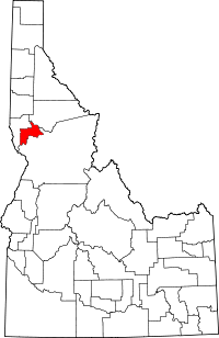 Map of Idaho highlighting Lewis County