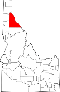 Map of Idaho highlighting Shoshone County