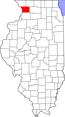 Map of Illinois highlighting Carroll County