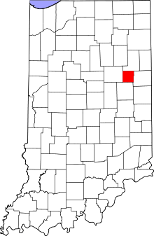 Map of Indiana highlighting Blackford County