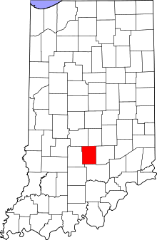 Map of Indiana highlighting Brown County