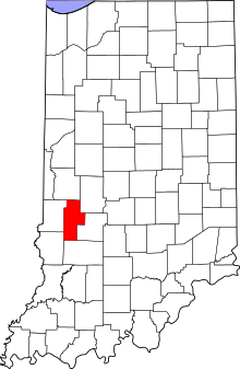 Map of Indiana highlighting Clay County