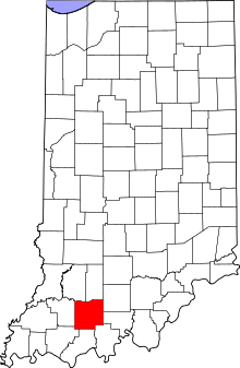 Map of Indiana highlighting Dubois County