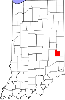 Map of Indiana highlighting Fayette County