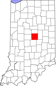 Map of Indiana highlighting Hamilton County