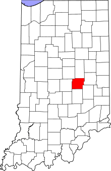 Map of Indiana highlighting Hancock County