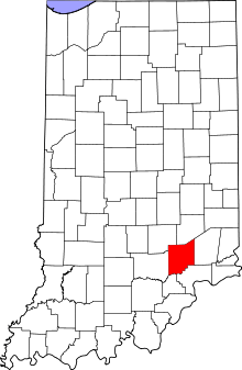 Map of Indiana highlighting Jennings County