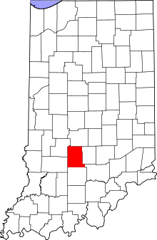 Map of Indiana highlighting Monroe County