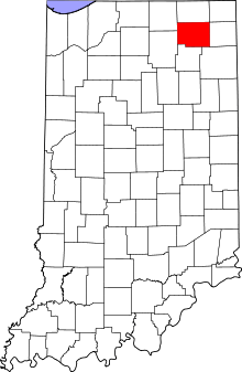 State map highlighting Noble County