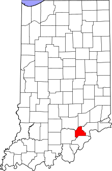 Map of Indiana highlighting Scott County
