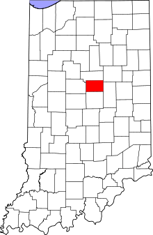 Map of Indiana highlighting Tipton County