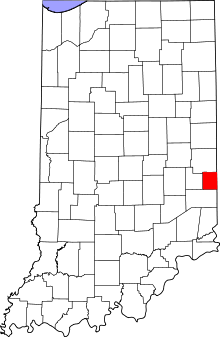 Map of Indiana highlighting Union County