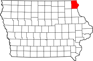 State map highlighting Allamakee County