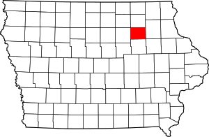 Map of Iowa highlighting Bremer County
