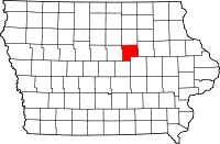 Map of Iowa highlighting Grundy County