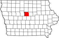 Map of Iowa highlighting Hamilton County
