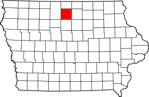 Map of Iowa highlighting Hancock County