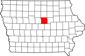Map of Iowa highlighting Hardin County