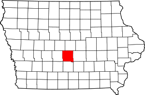 Map of Iowa highlighting Polk County