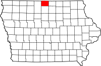 Map of Iowa highlighting Winnebago County