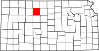 Map of Kansas highlighting Rooks County