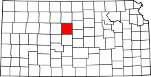 Map of Kansas highlighting Russell County