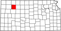 Map of Kansas highlighting Sheridan County