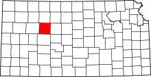 State map highlighting Trego County
