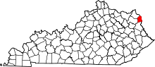 Map of Kentucky highlighting Boyd County