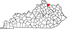 Map of Kentucky highlighting Bracken County