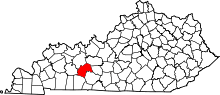 Map of Kentucky highlighting Butler County