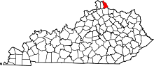 Map of Kentucky highlighting Campbell County