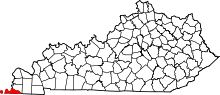 Map of Kentucky highlighting Fulton County