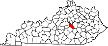Map of Kentucky highlighting Garrard County