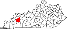Map of Kentucky highlighting Hopkins County