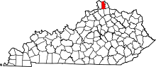 Map of Kentucky highlighting Kenton County