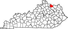 Map of Kentucky highlighting Mason County