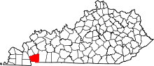 Map of Kentucky highlighting Trigg County