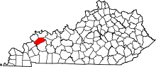 Map of Kentucky highlighting Webster County