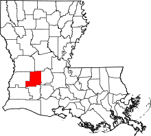 Map of Louisiana highlighting Allen Parish