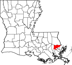 State map highlighting Orleans Parish